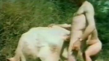 Outdoor and indoor bestiality in a retro zoo fuck vid