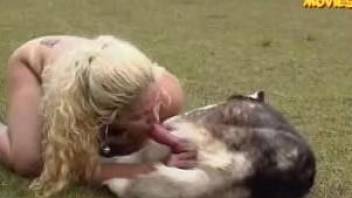 Beautiful Husky and mature blonde make love in fresh air