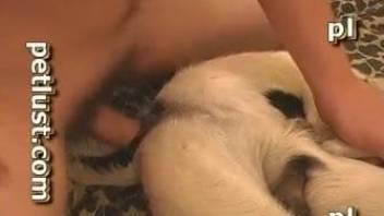 Sideways fucking with a wet pussy white doggo