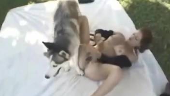 Hairy pussy Latina enjoying bestiality anal BIG TIME