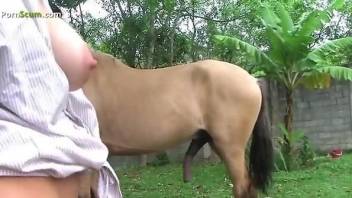 Girlfriends practicing their oral skills with animals