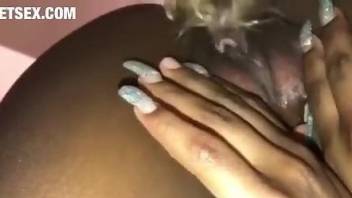 Hot bitch fucking a tiny dog in a hot fashion