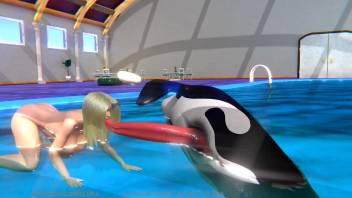 Orca with a huge cock fucking a bimbo blonde slut