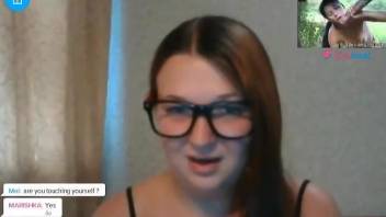 Nerdy camgirl masturbating to taboo bestiality