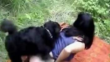 Brunette whore in insane outdoor scenes of dog porn