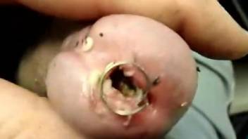 Horny male inserts living worms in his penis for better pleasure