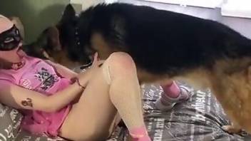 Hairy blonde hottie getting screwed by a mutt