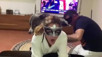 Masked lady getting screwed by a raunchy animal