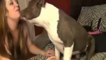 Appealing older gal enjoying dog fucking in HD