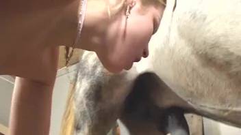 Sensual horse fucks a woman in XXX zoo porn